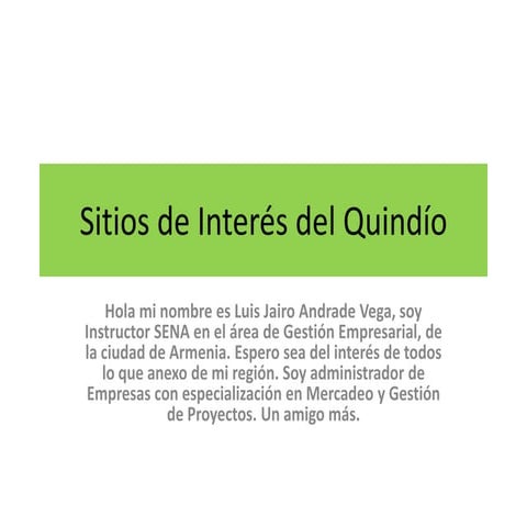 Sitios de interés del quindío