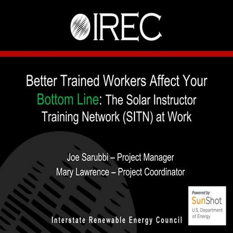 Better Trained Workers Affect Your Bottom Line: The Solar Instructor Training...