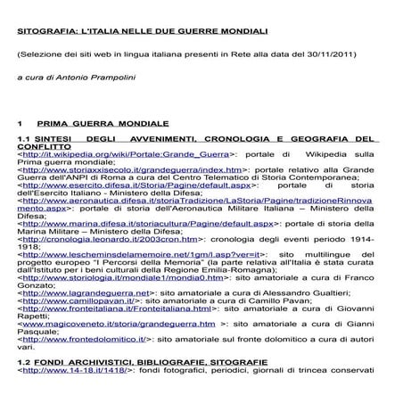 Sitografia l'italia nelle due guerre mondiali