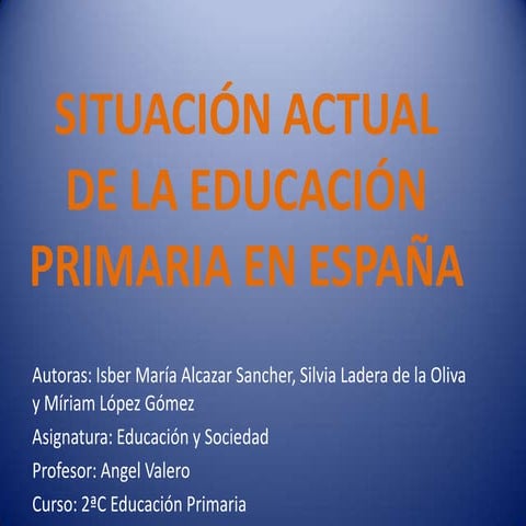 Situación actual de la educación primaria en españa