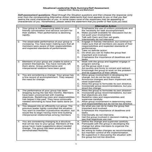 Situational leadership-self-assessment