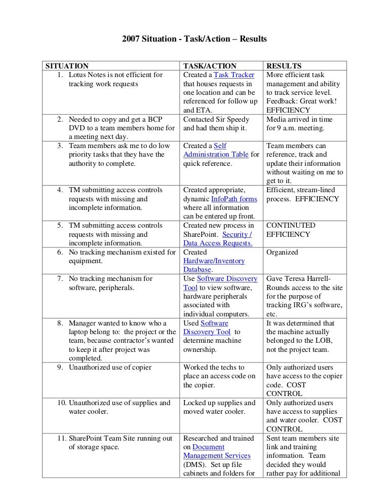 situation task action results document star original star interviewing technique