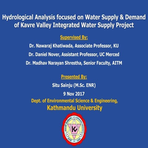 Hydrological Analysis Based of Supply and Demand of Kavre Valley ...