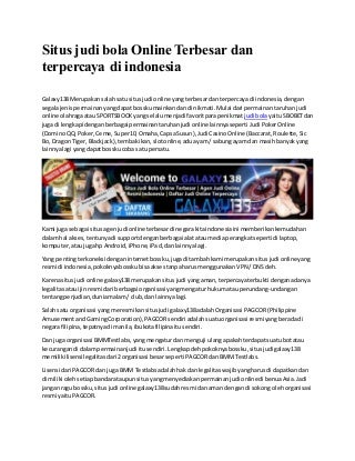 Situs judi bola online terbesar dan terpercaya di indonesia