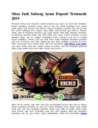Situs judi sabung ayam deposit termurah 2019