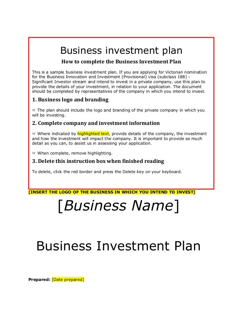 investment plan example