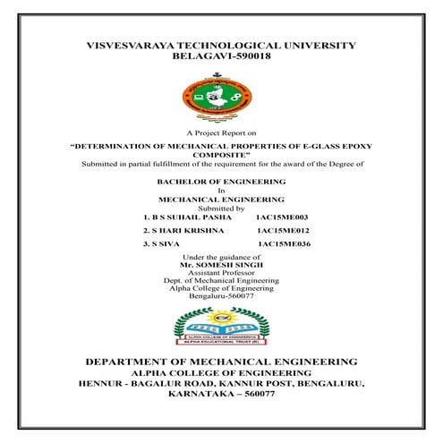 DETERMINATION OF MECHANICAL PROPERTIES OF E-GLASS EPOXY COMPOSITE”