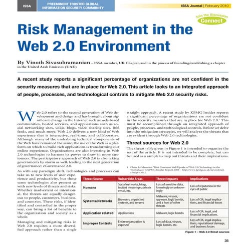 Sivasubramanian Risk  Management In The  Web 2.0  Environment