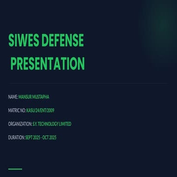 SIWES Defense Presentation54444444675775 | PDF