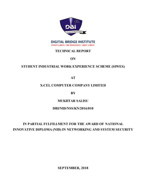 SIWES TECHNICAL REPORT SAMPLE PDF visual data 6