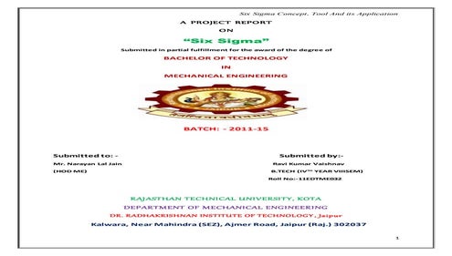 Six Sigma and its Methodology 