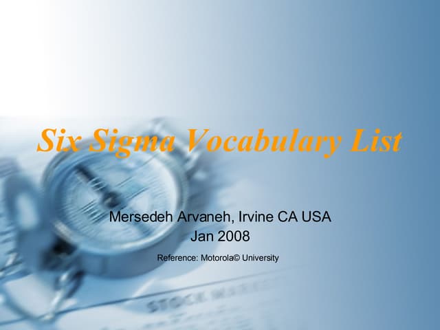 Six  Sigma  Vocabulary  List