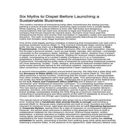Six Critical Myths to Dispel Before Launching a Sustainable Business | PDF