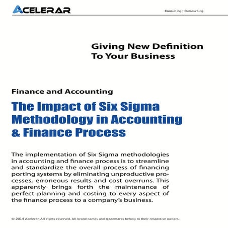 The Impact of Six Sigma Methodology in Accounting & Finance Process