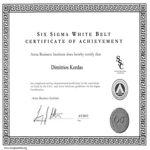 Six sigma certification