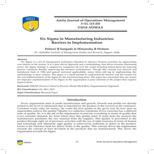 Six Sigma in Manufacturing Industries  Barriers to Implementation.pdf