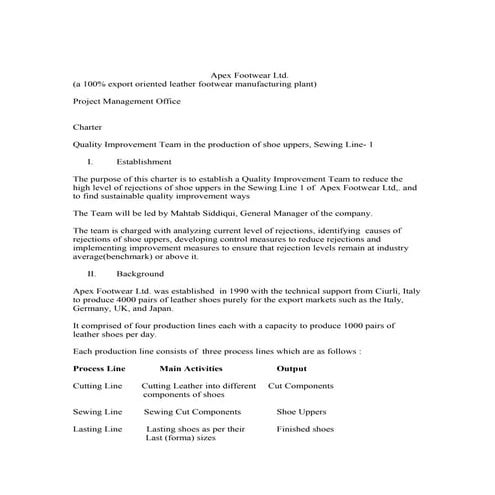 Six sigma project report