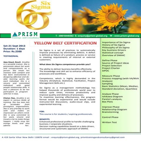 YELLOW BELT - 6 SIGMA PROGRAM
