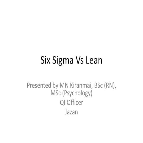 Six sigma vs lean