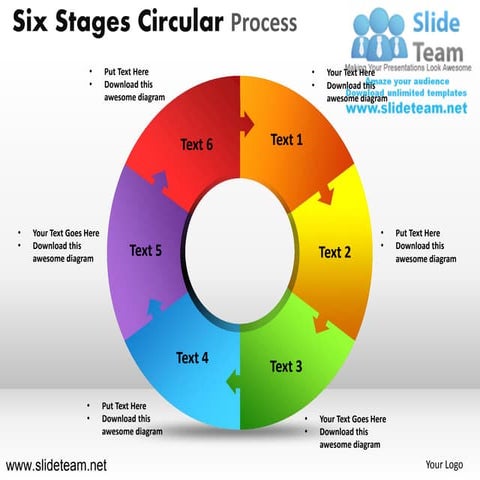 Six stages cycle circular round jigsaw maze piece  puzzle process powerpoint ...
