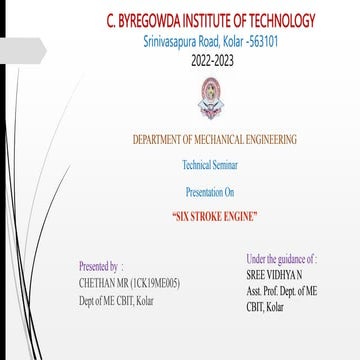 A Seminar Report On Six Stroke Engine | PDF