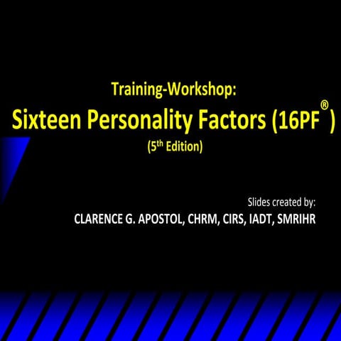 Sixteen Personality Factor Questionnaire (5th Edition) Training Module