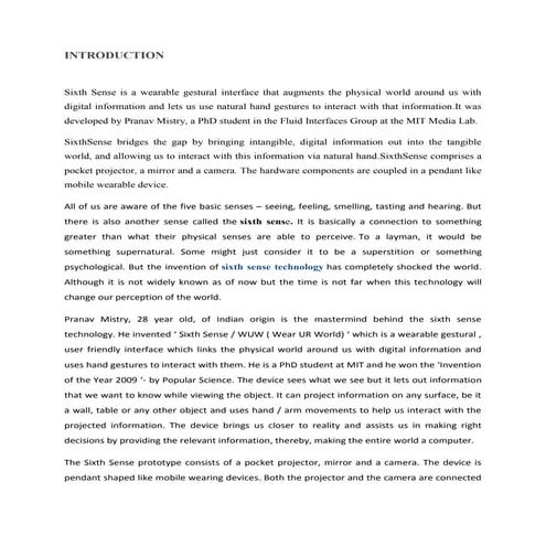 Sixth sense technology