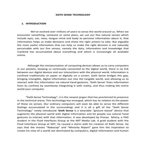 Sixth sense technology