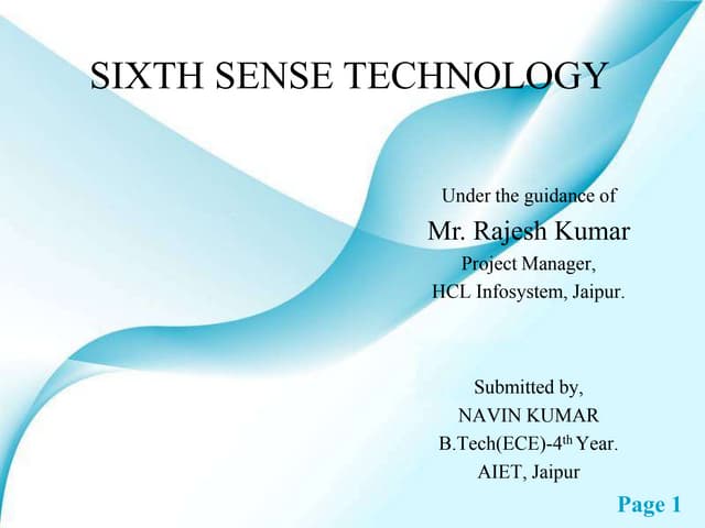 Sixth Sense Technology