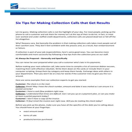 Six tips for making collection calls that get results