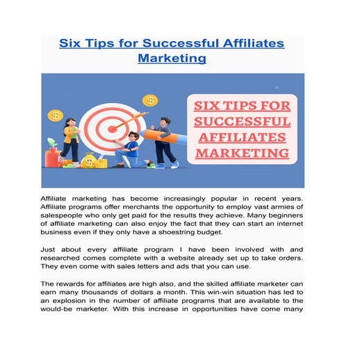 Tips for success in affiliate marketing