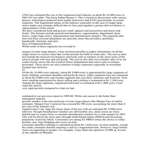 Size of organized retail