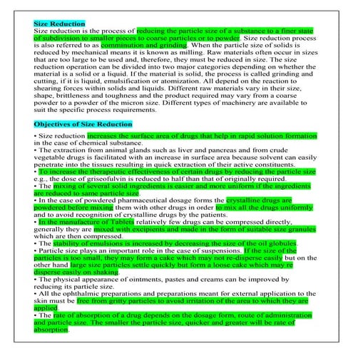 Size reduction_Pharmaceutical engineering