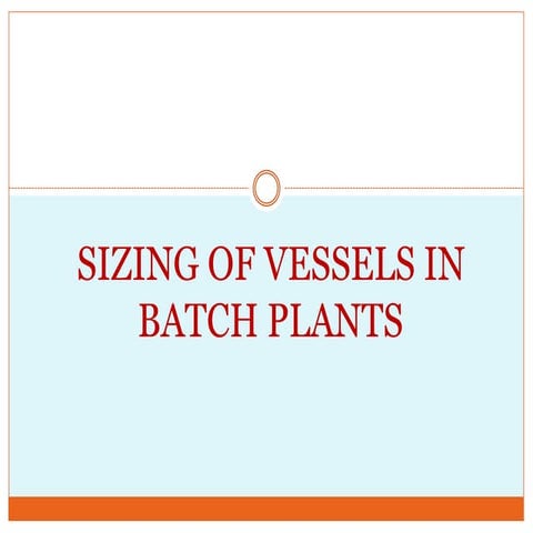 Sizing of vessels in batch plants