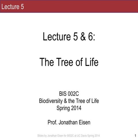 BIS2C. Biodiversity and the Tree of Life. 2014. L5. The Tree of Life.