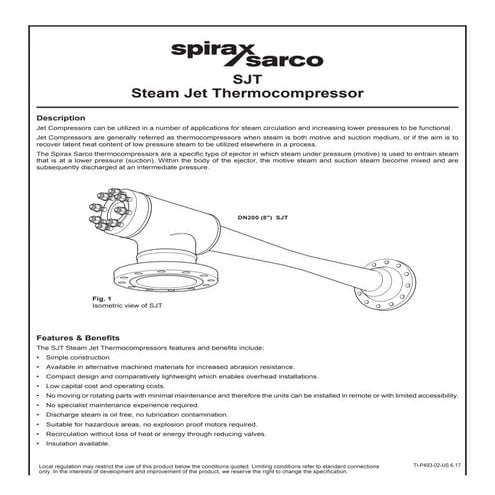 Steam Thermocompressor Technical Information