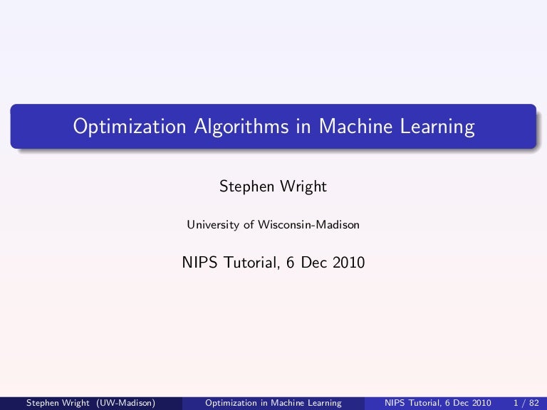 optimization machine learning tutorial