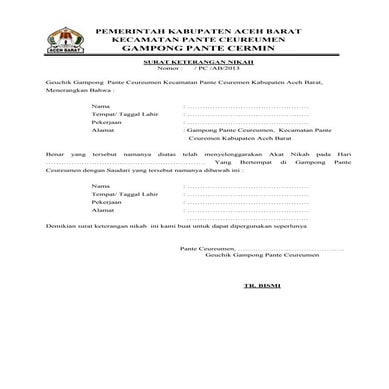 Surat Keterangan Nikah