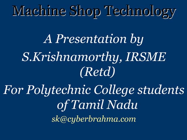 Gear Cutting Presentation for Polytechnic College Students of India
