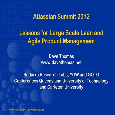 Lessons for Large Scale Lean and Agile Product Development - Atlassian Summit...