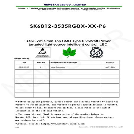 Sk6812 3535 rgbw mini led chip