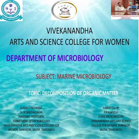 Decomposition of organic matter,marine microbiology