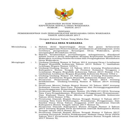 SK BENDAHARA DESA  2017  DESA WAKEAKEA