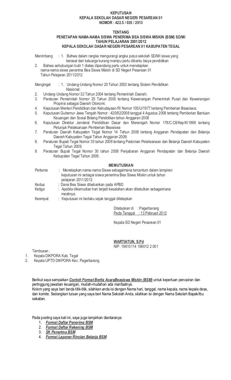Format Word Contoh Sk Komite Sekolah - Dunia Sosial