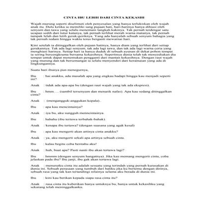 Cerpen CINTA IBU LEBIH DARI CINTA KEKASIH