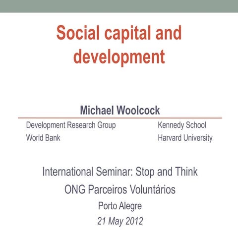 Michael Woolcock - Pare Pense 2012