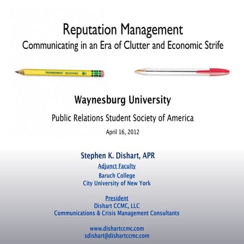 PR Week Presentation- Stephen K. Dishart