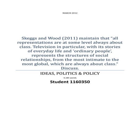 (Structured) Reality Television and Social Class