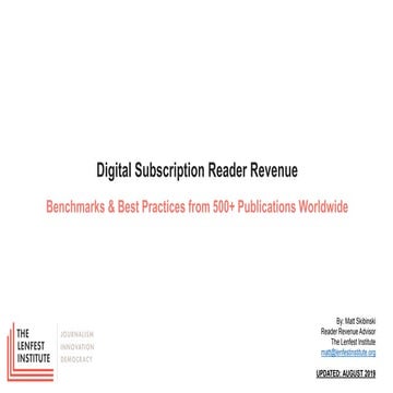 Lenfest Institute for Journalism Reader Revenue Benchmarks | PDF