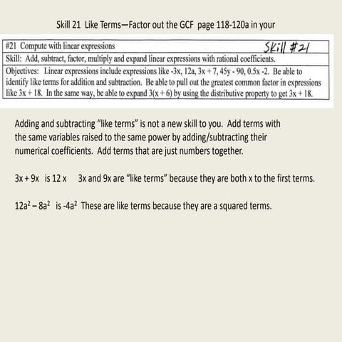 Skill21 like terms distributive prop